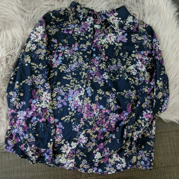 croft & barrow Tops - Croft & Barrow 1x floral button down long sleeves